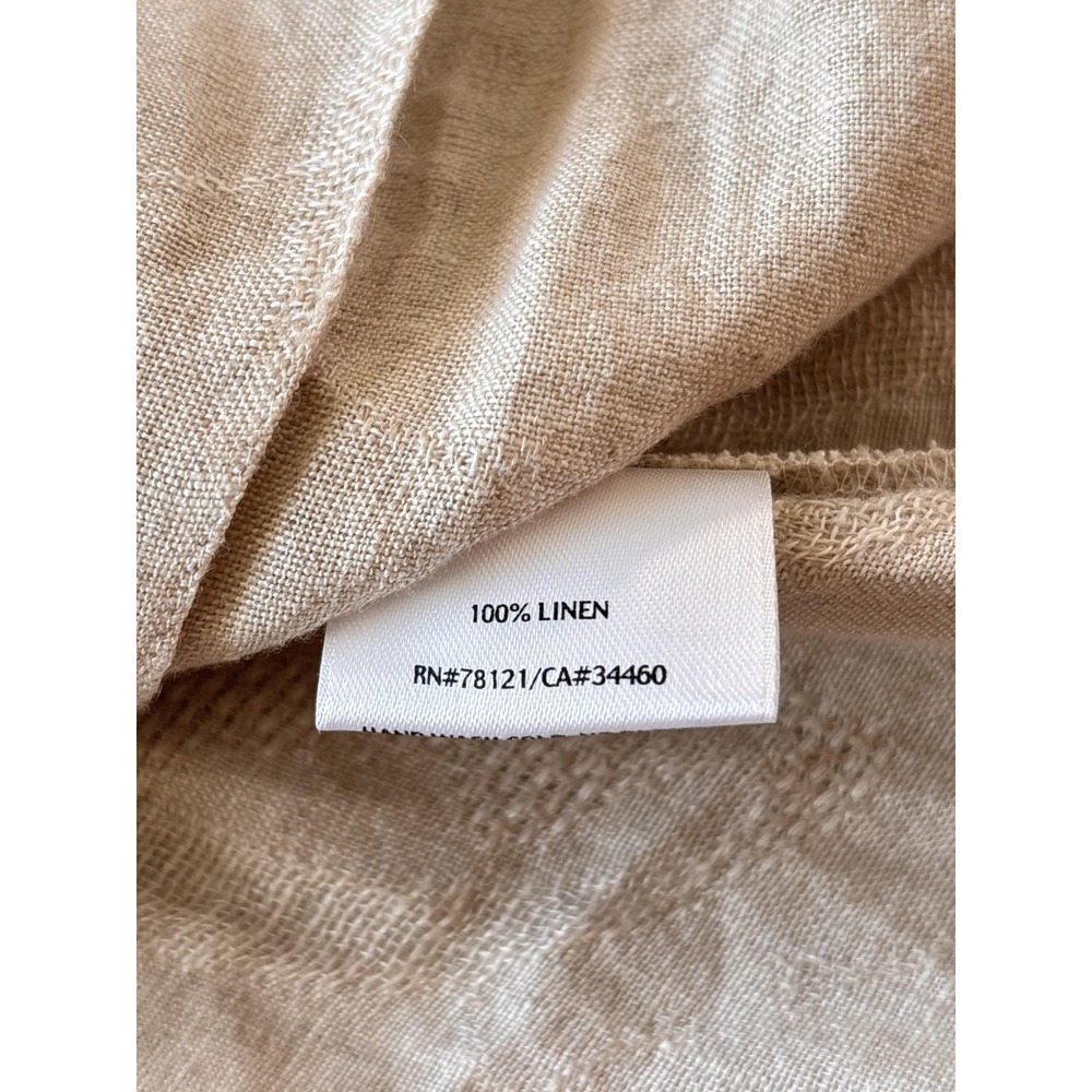 Eileen Fisher Jacket Womens Large Beige Linen Button Front Longline Duster - Picture 5 of 7